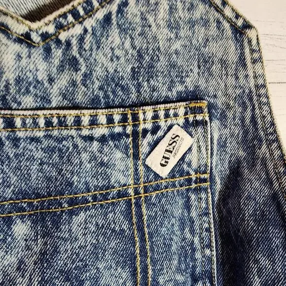 VTG Guess Georges Marciano 1980s Grunge Denim Overalls Sz 2 Retry 80s Acid Wash - Picture 5 of 9